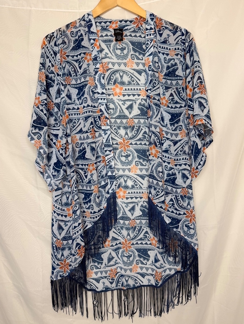 Disney Moana Blue Kimono Fringe Cover Up Size M